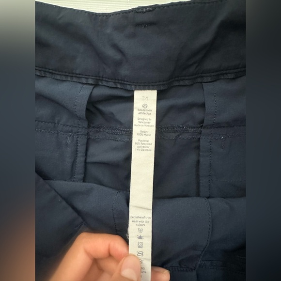 lululemon athletica Men's Navy Flat Front Shorts - Picture 3 of 4